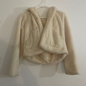 Aeropostale cream fuzzy jacket